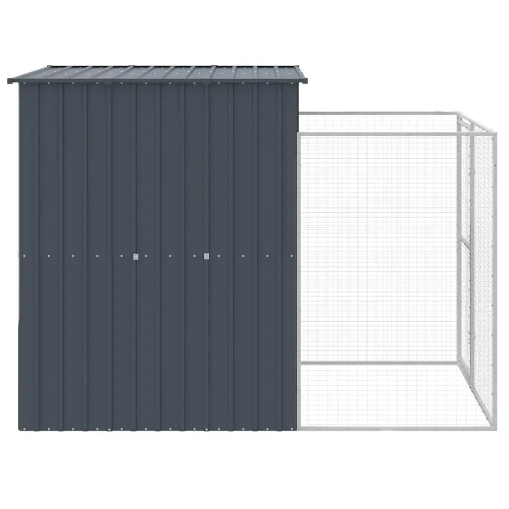 Dog Kennel Outdoor Use Galvanised Steel with Run Anthracite 165 x 251 x 181 cm