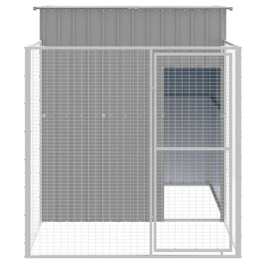 Dog Kennel with Run Outdoor Light Grey 165x251x181cm Galvanised Steel