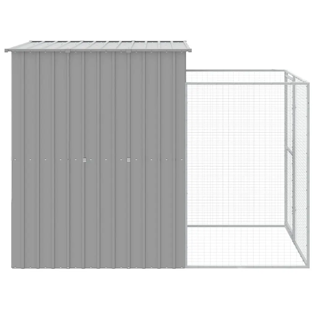 Dog Kennel with Run Outdoor Light Grey 165x251x181cm Galvanised Steel