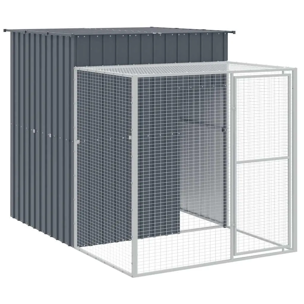 Chicken Cage with Run for Small Animals Anthracite Galvanised Steel 165 x 251 x 181 cm
