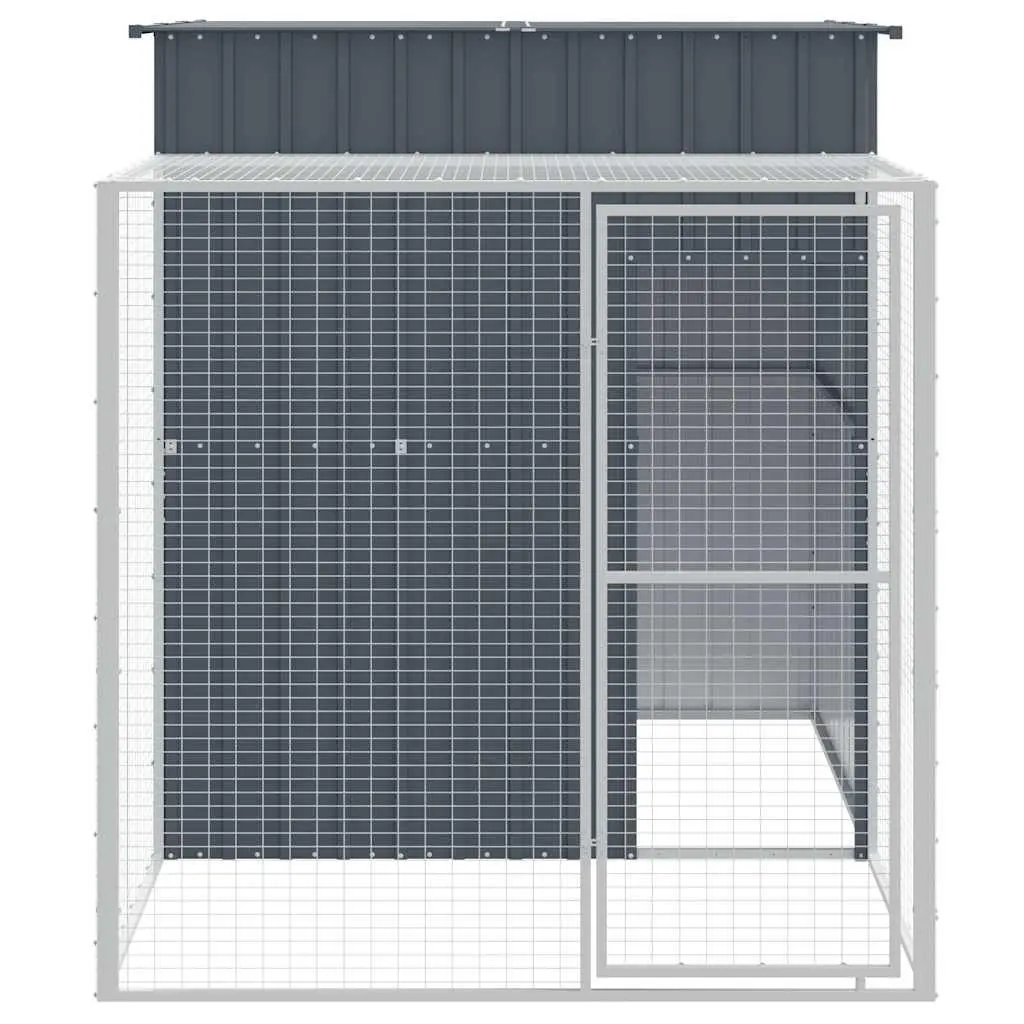 Chicken Cage with Run for Small Animals Anthracite Galvanised Steel 165 x 251 x 181 cm