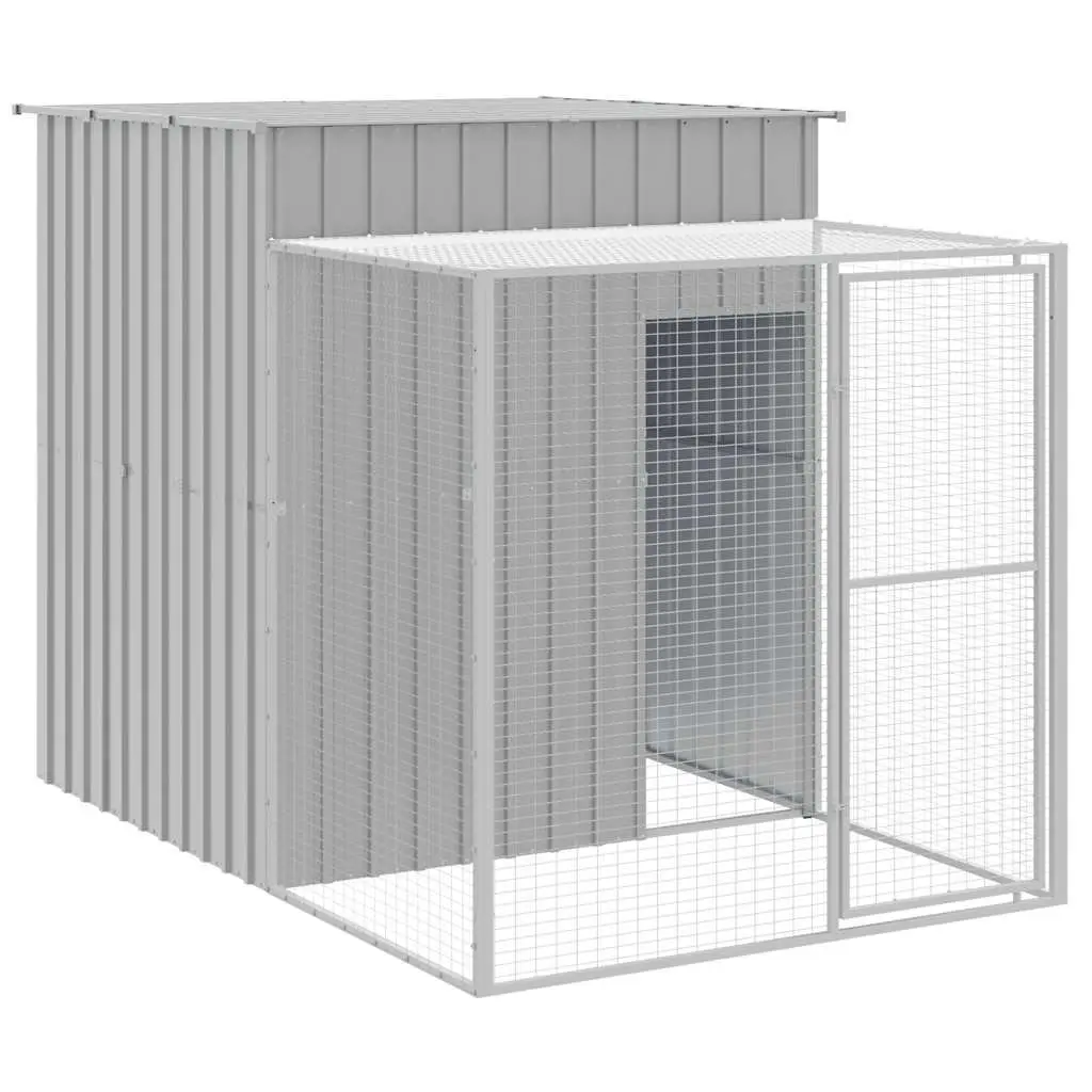 Chicken Cage with Run Light Grey 165x251x181cm Galvanised Steel Coop House