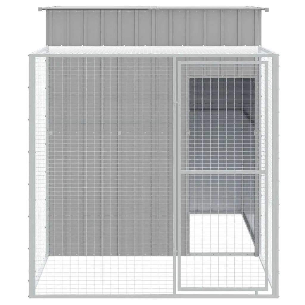 Chicken Cage with Run Light Grey 165x251x181cm Galvanised Steel Coop House