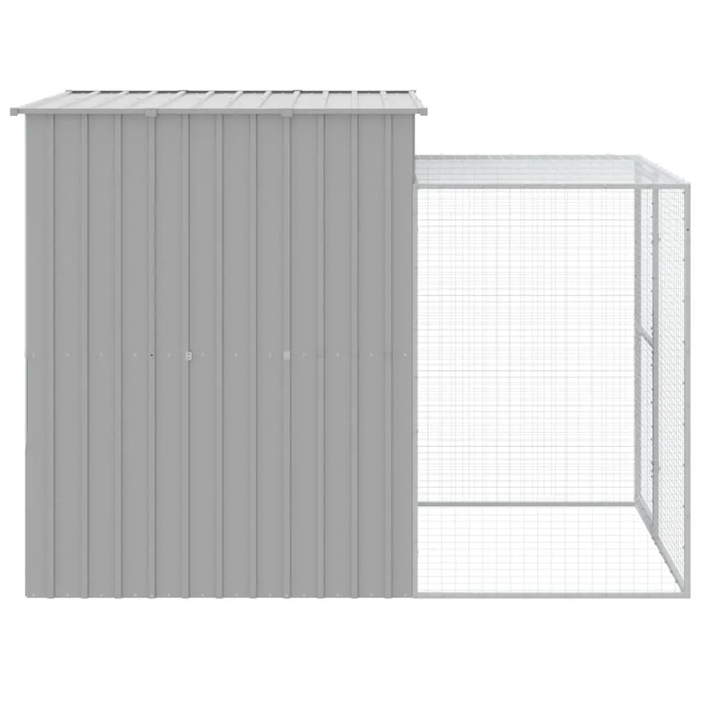 Chicken Cage with Run Light Grey 165x251x181cm Galvanised Steel Coop House