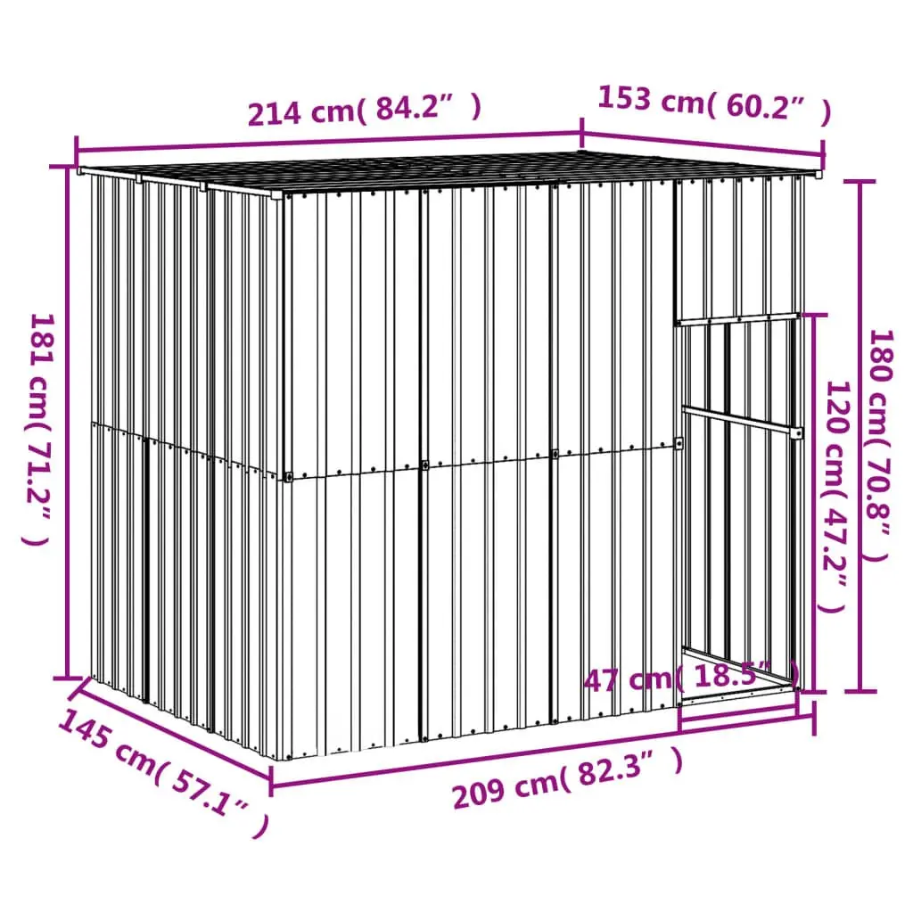 Dog House with Roof Grey Outdoor Kennel Shelter Pet Puppy Safe Play Enclosure
