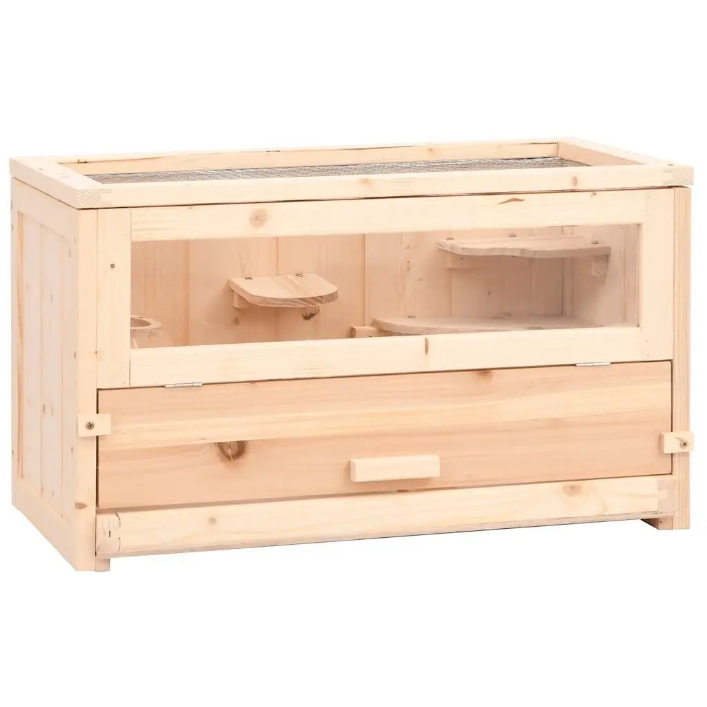 Hamster Cage for Small Animals 60x30x35 cm Solid Fir Wood