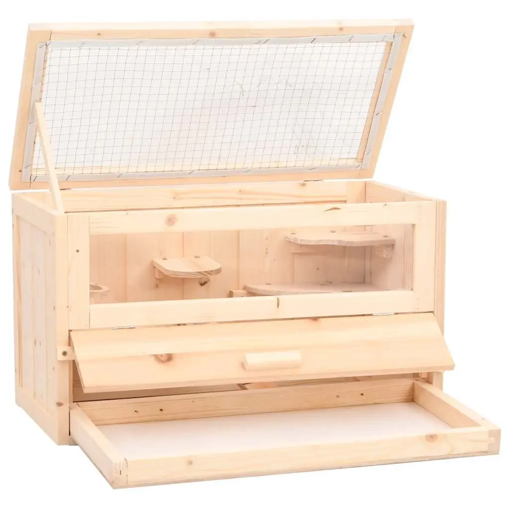Hamster Cage for Small Animals 60x30x35 cm Solid Fir Wood