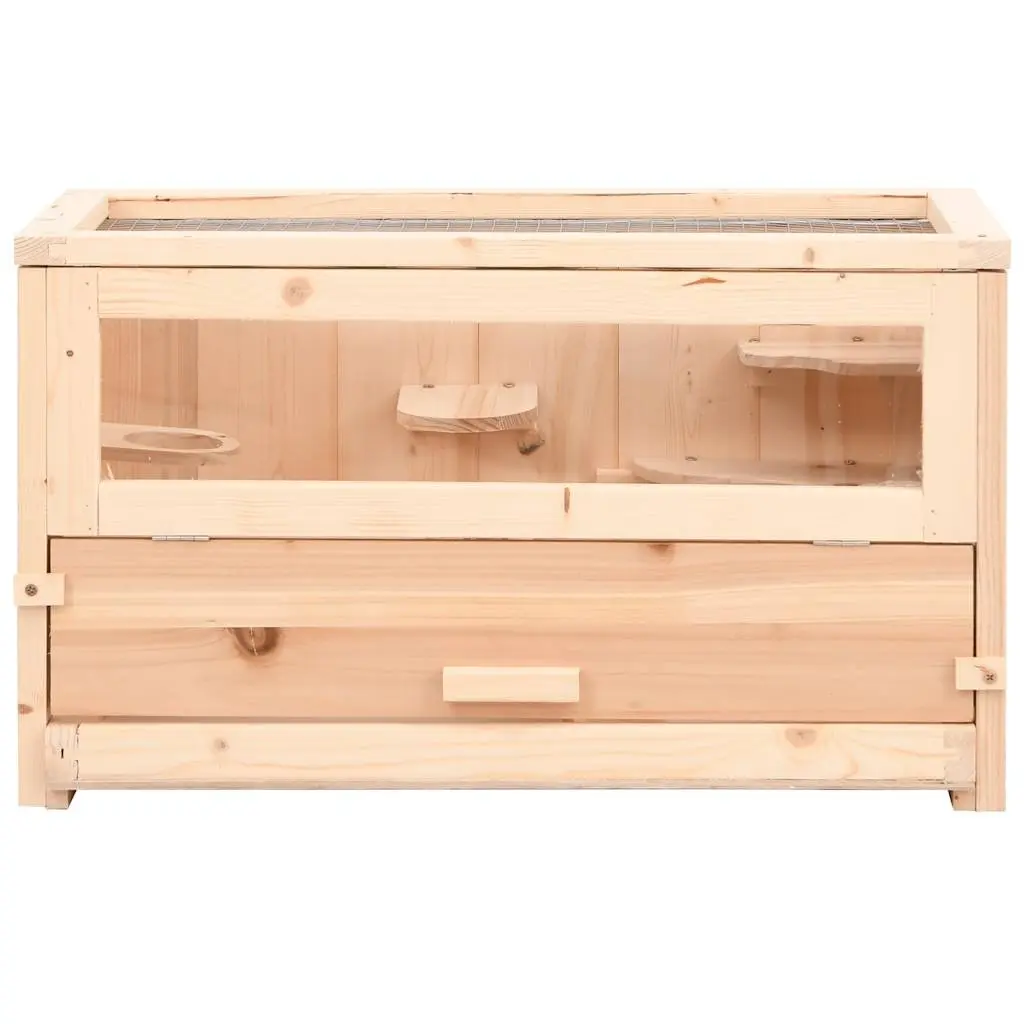 Hamster Cage for Small Animals 60x30x35 cm Solid Fir Wood