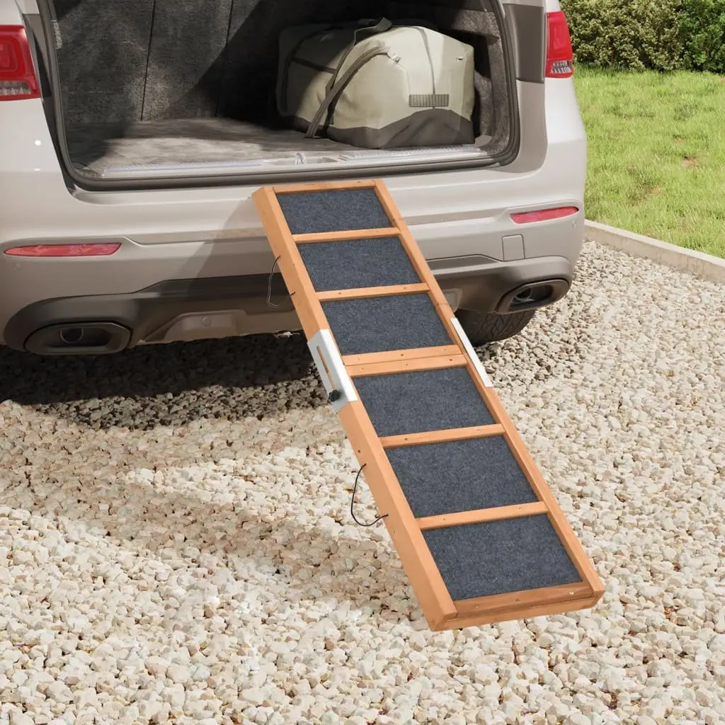 Dog Ramp Pet Steps 120cm Foldable Portable Access Bed Couch Car Grey Wood