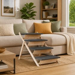 Grey Pet Stairs - Dimensions 105x47cm with Anti-slip Design