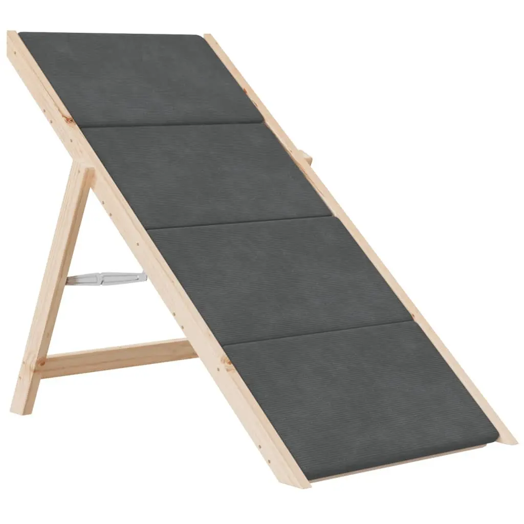 Dog Pet Stairs Folding Ramp Grey 105x47cm Solid Wood Fir Anti-slip Step
