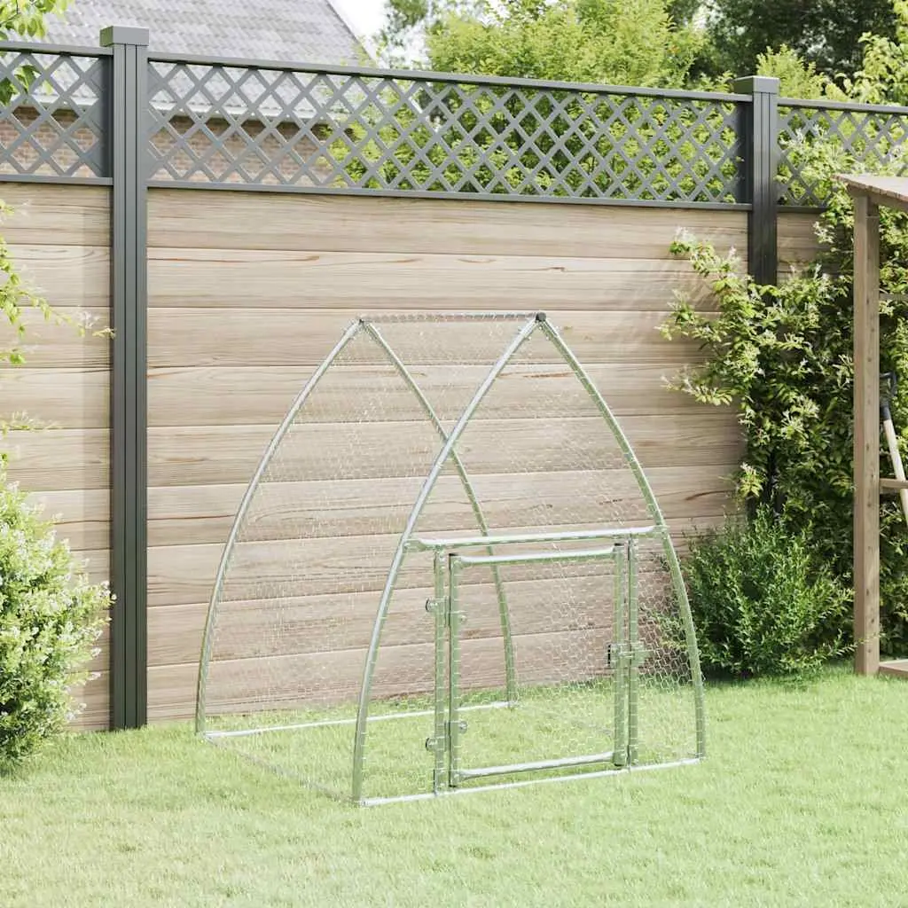 Chicken Cage Outdoor Enclosure for Small Animals Silver Galvanised Steel Walk-in 100 x 105 x 120 cm