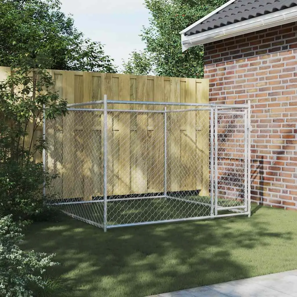 Dog Cage Outdoor 2x2x1.5 m Grey Galvanised Steel Kennel Run