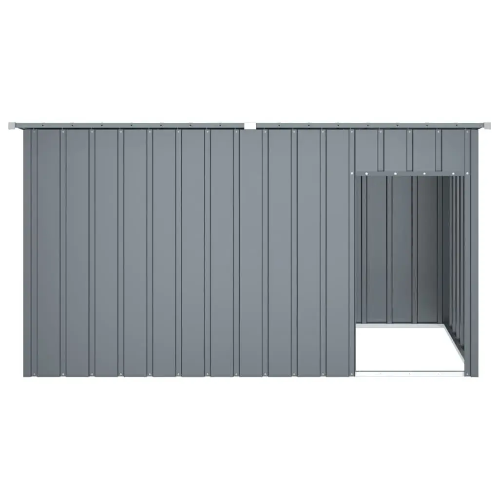 Dog House Outdoor Pet Kennel Shelter Anthracite Galvanised Steel 196 x 91 x 110 cm