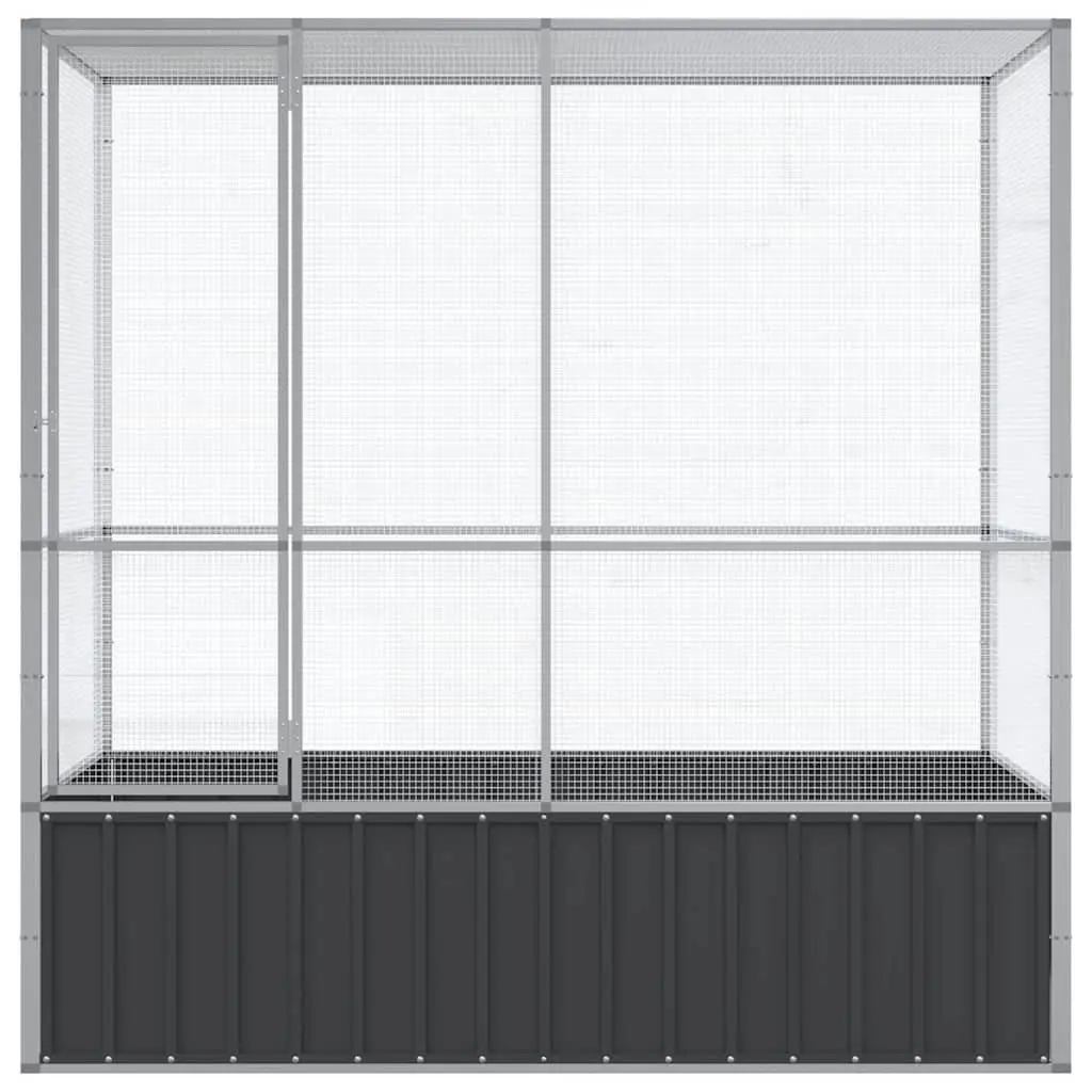 Bird Aviary Cage in Silver Steel Mesh