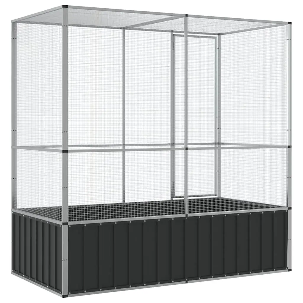 Bird Aviary Cage in Silver Steel Mesh