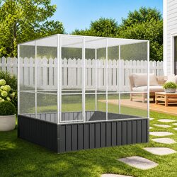 Bird Aviary Large Steel Cage Outdoor Indoor Galvanised Mesh 211x207x212cm