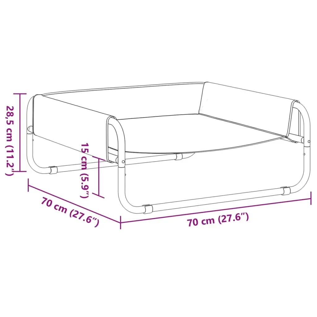Elevated Dog Bed Indoor Outdoor Anthracite Oxford Fabric Steel Frame