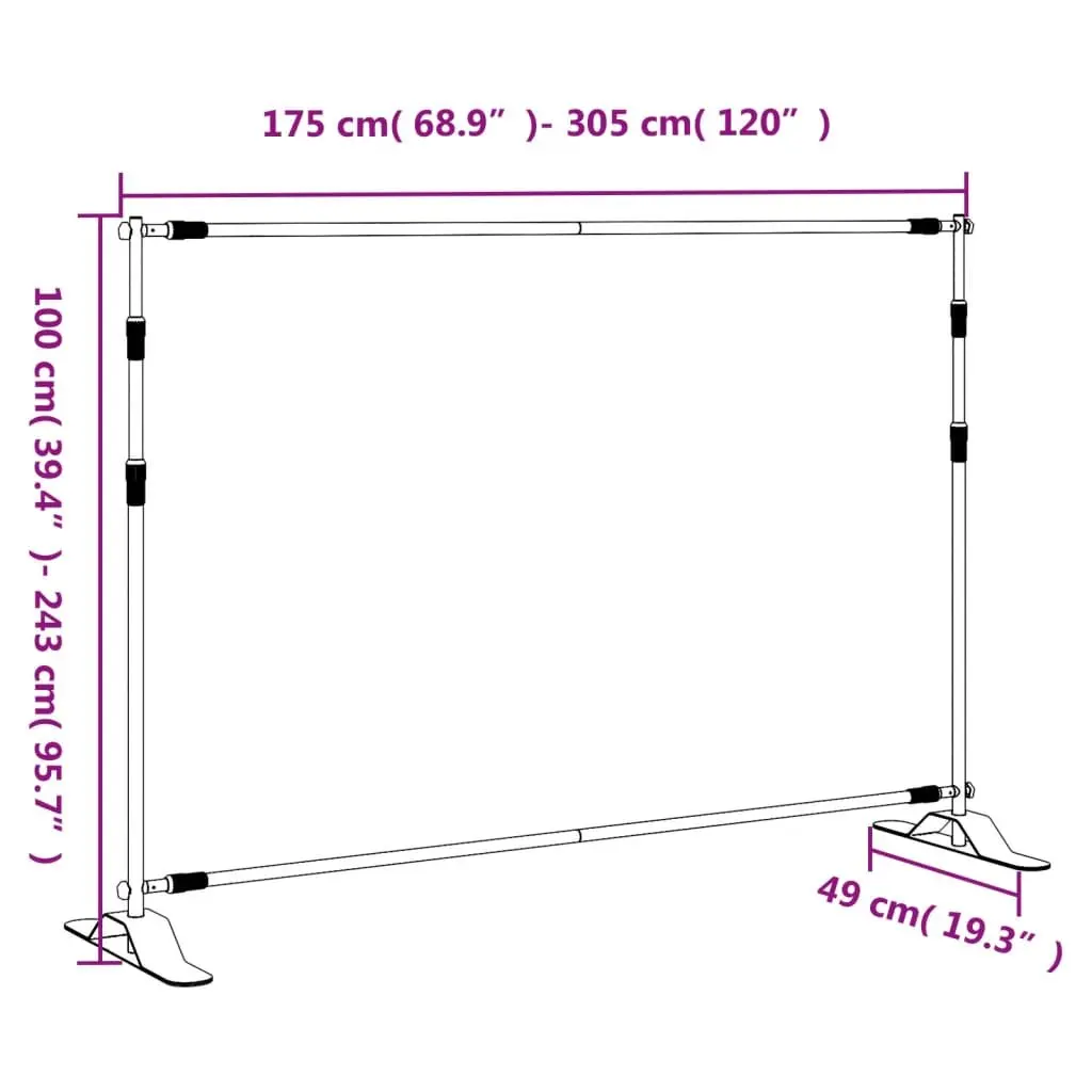 Backdrop Stand with Steel Construction 175-305cm Width