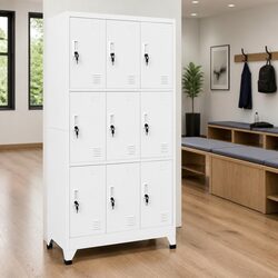 Locker Cabinet Specifications: 9 Compartments in Steel Grey 90x45x180cm