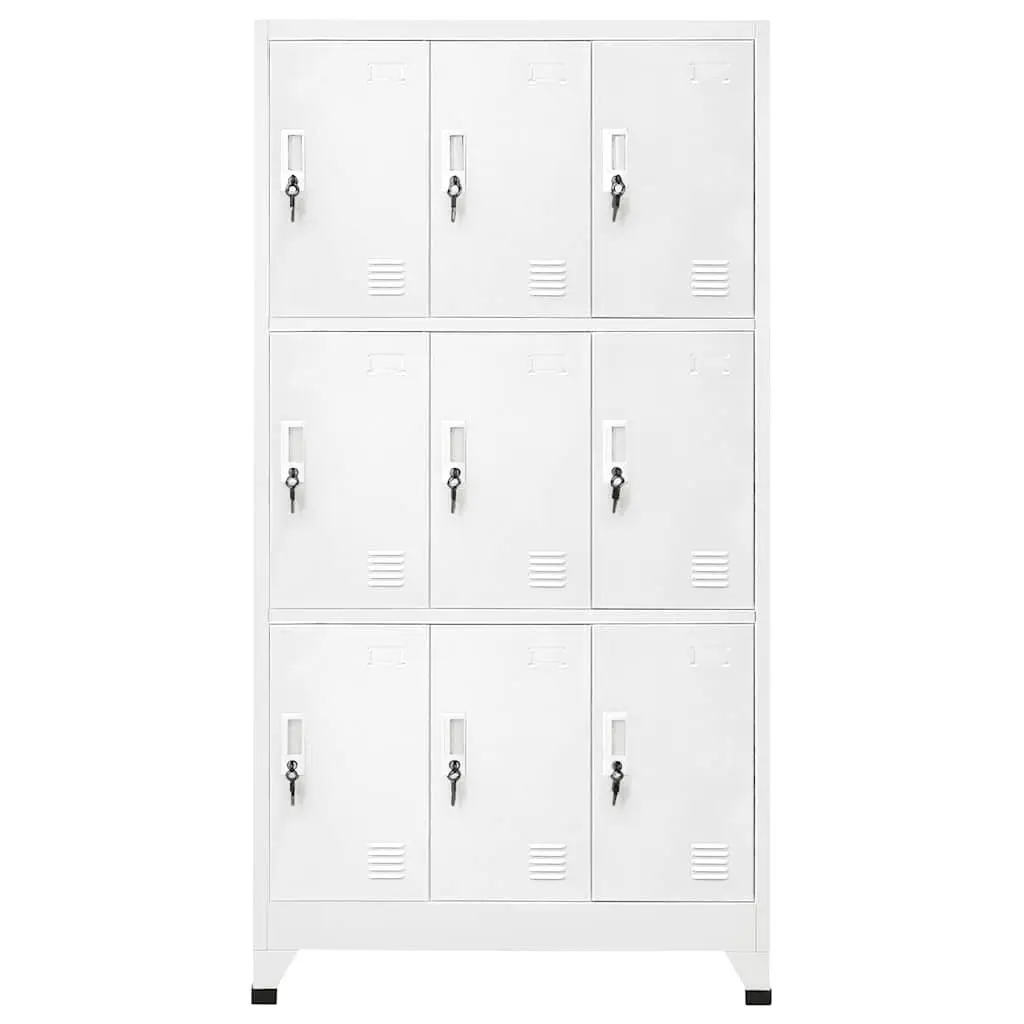 Locker Cabinet Storage 9 Compartments Steel Industrial Grey 90x45x180cm