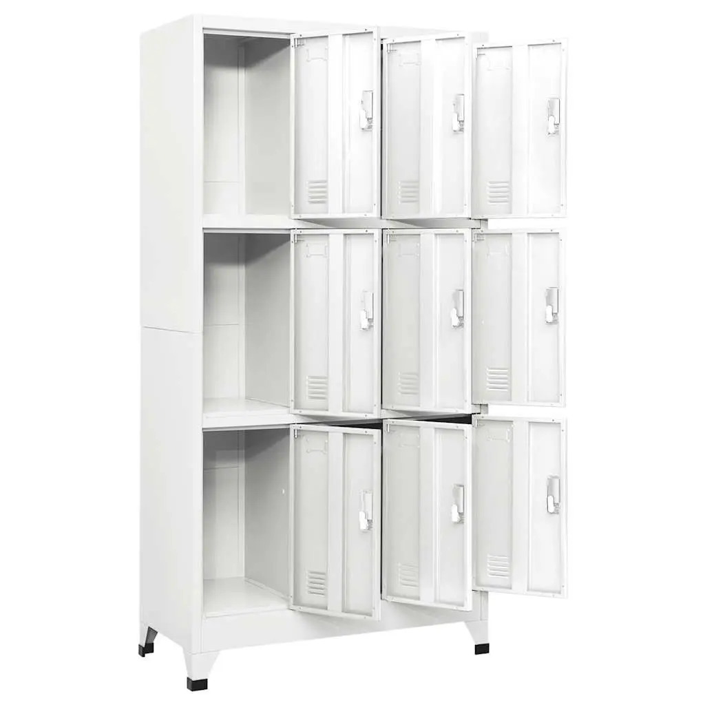 Locker Cabinet Storage 9 Compartments Steel Industrial Grey 90x45x180cm