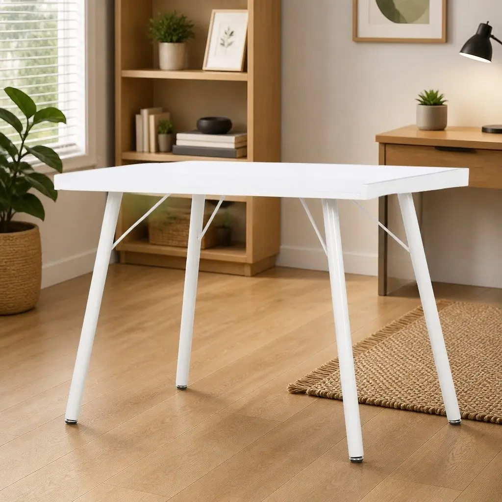 White Writing Desk 90x50x79 cm with Elevated Board