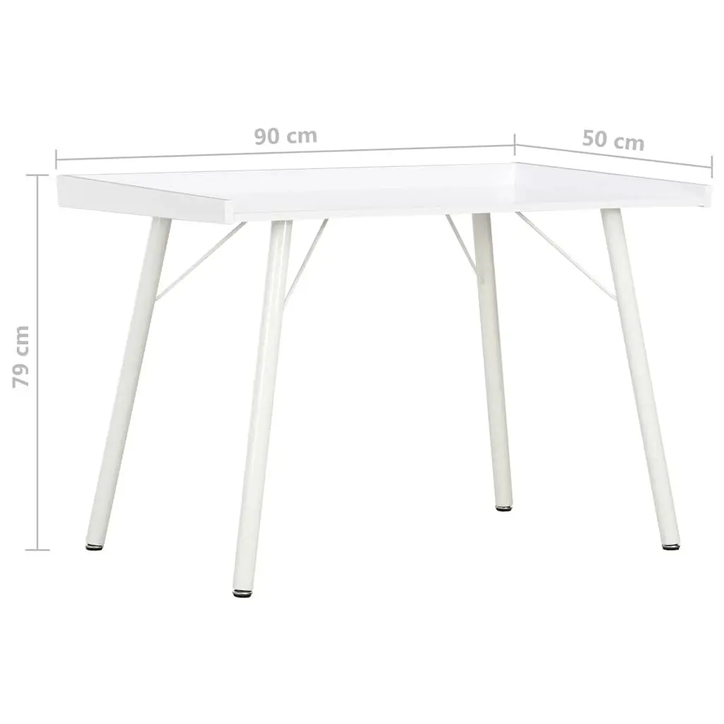 White Writing Desk 90x50x79 cm with Elevated Board