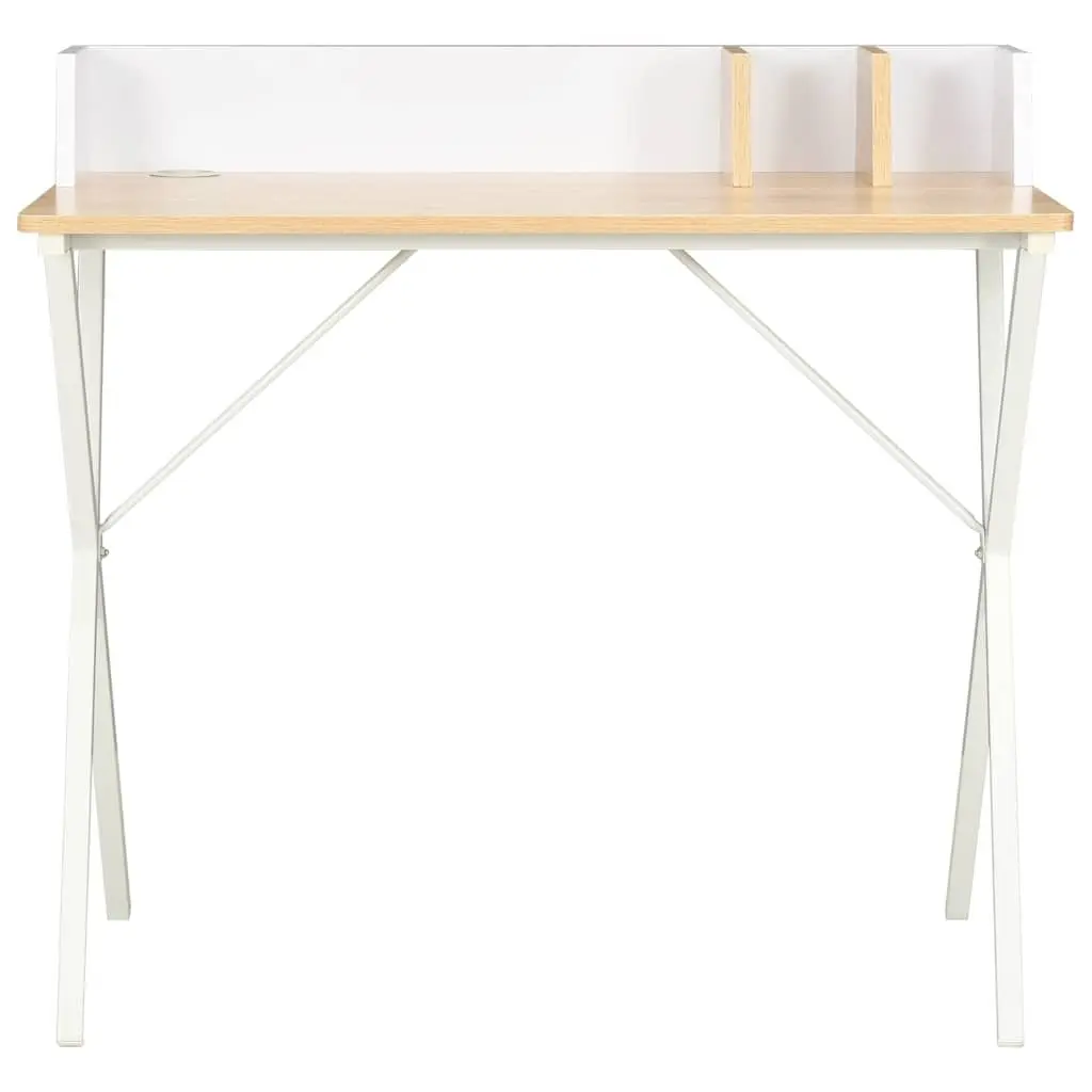 Modern Office Desk White Natural Wood Study Workstation Computer Table
