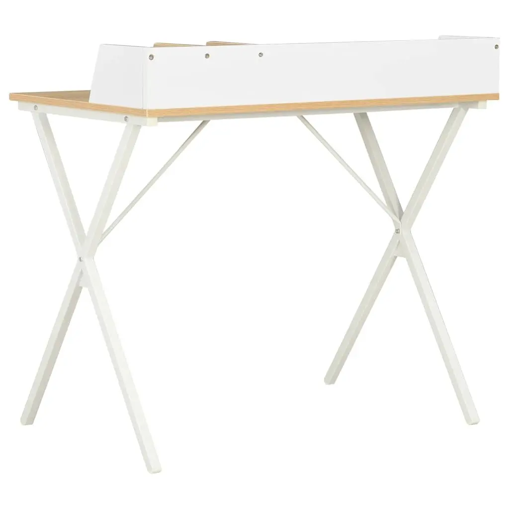 Modern Office Desk White Natural Wood Study Workstation Computer Table