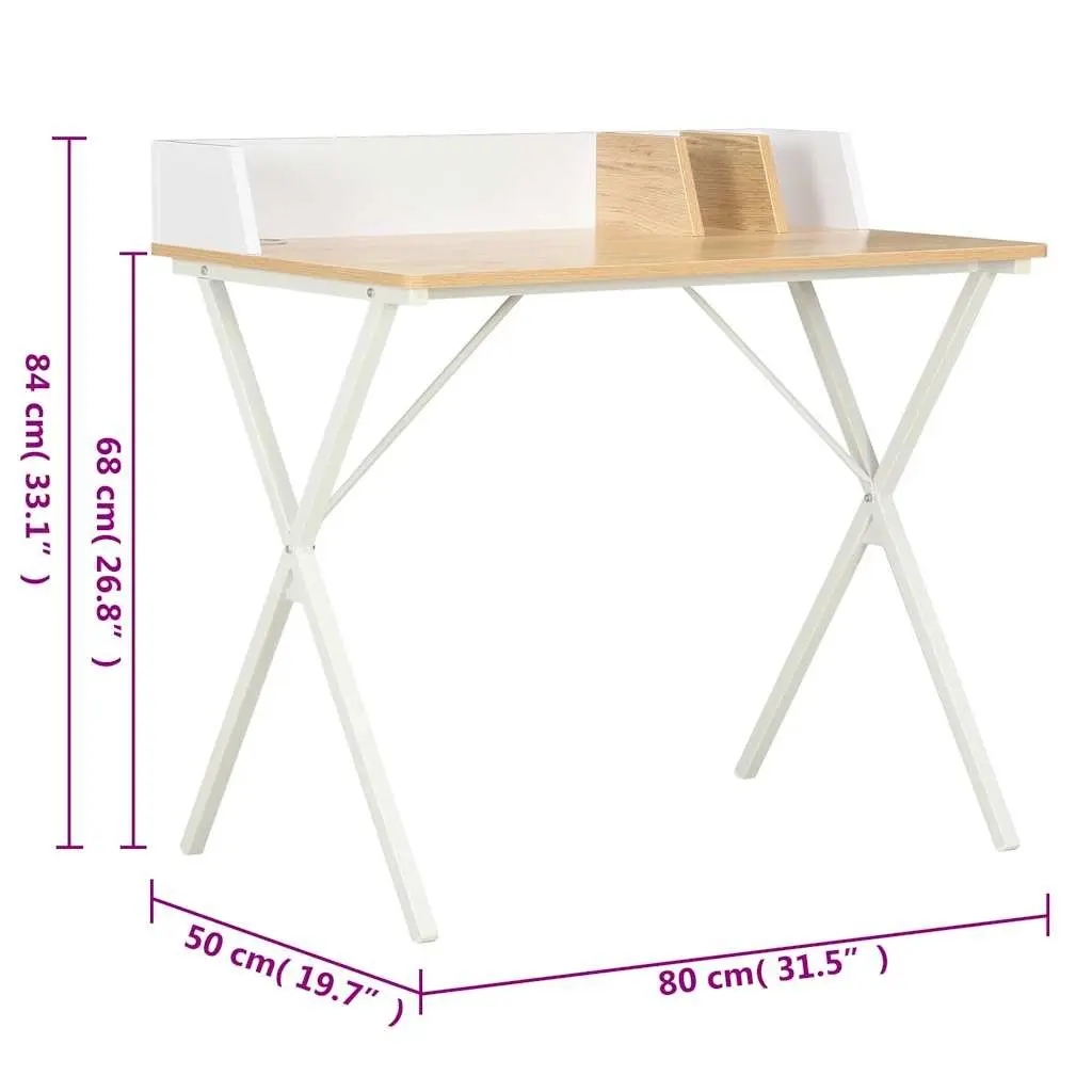 Modern Office Desk White Natural Wood Study Workstation Computer Table