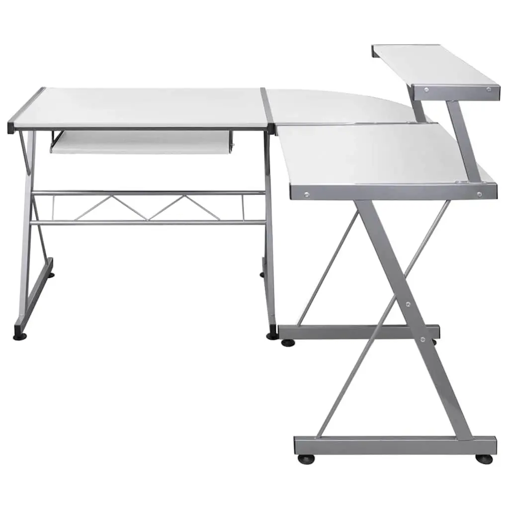 Corner Computer Desk L-Shaped Study Workstation White Office Furniture