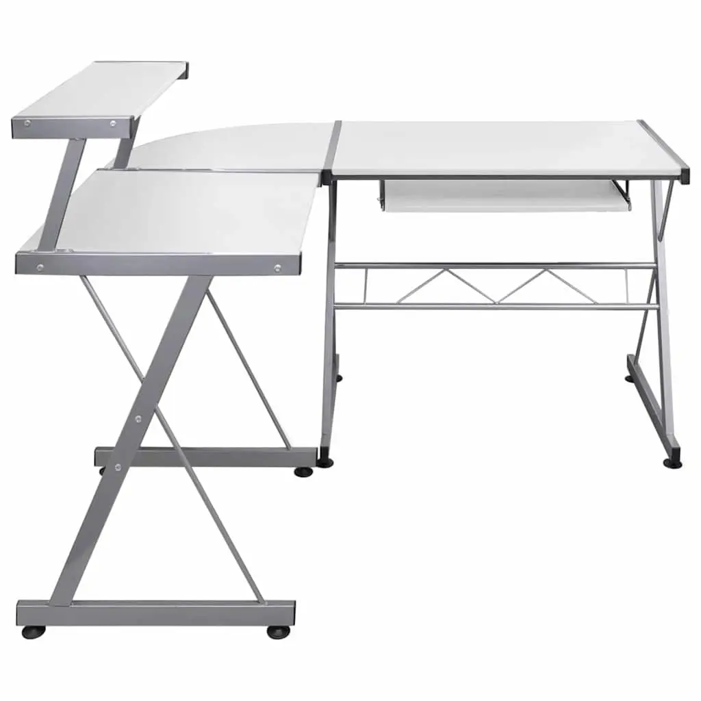 Corner Computer Desk L-Shaped Study Workstation White Office Furniture