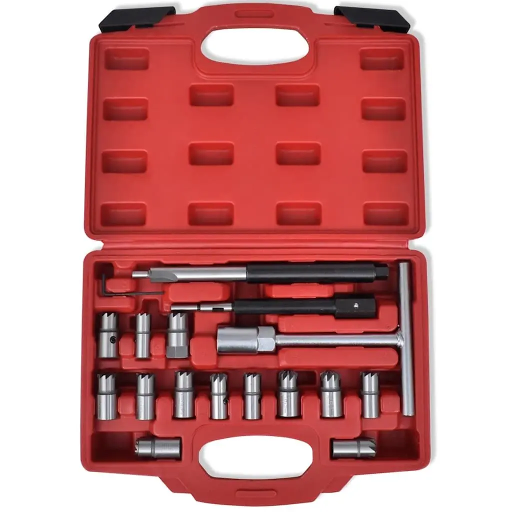 Diesel Injector Seat Cutter Set Hand Tool Kit Workshop Garage 17 Piece