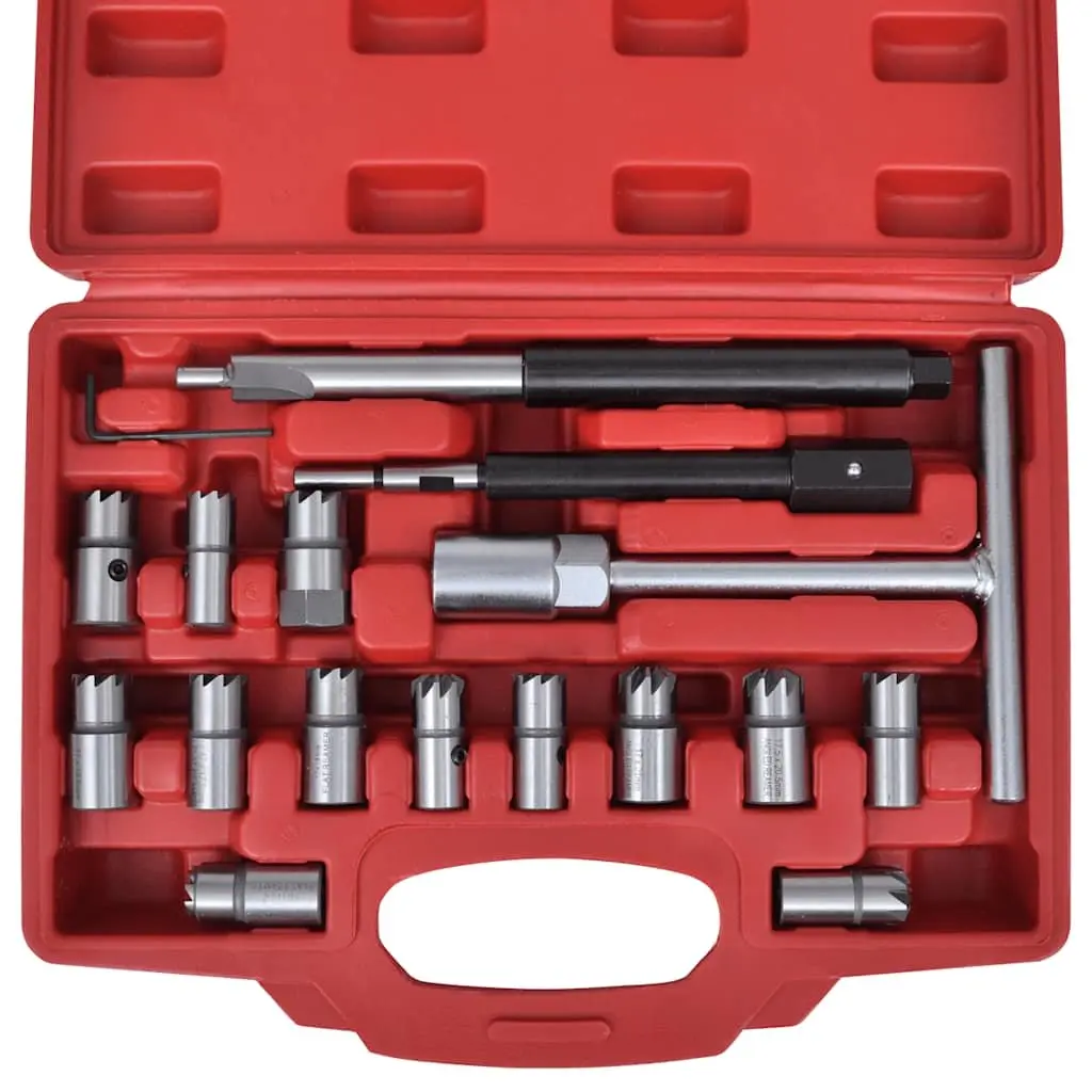 Diesel Injector Seat Cutter Set Hand Tool Kit Workshop Garage 17 Piece