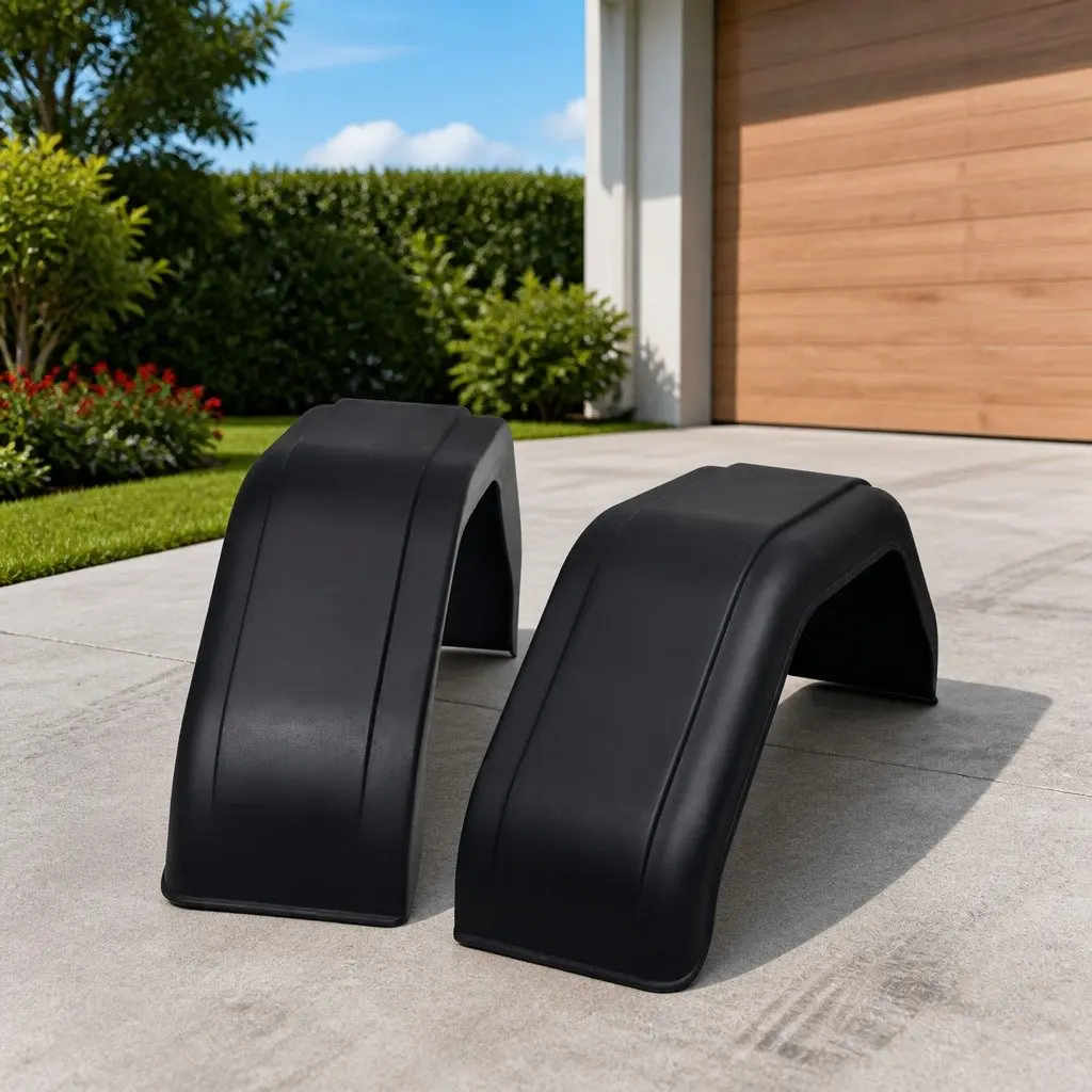 Black Mudguard Set for Trailer Wheels 200 x 680 mm
