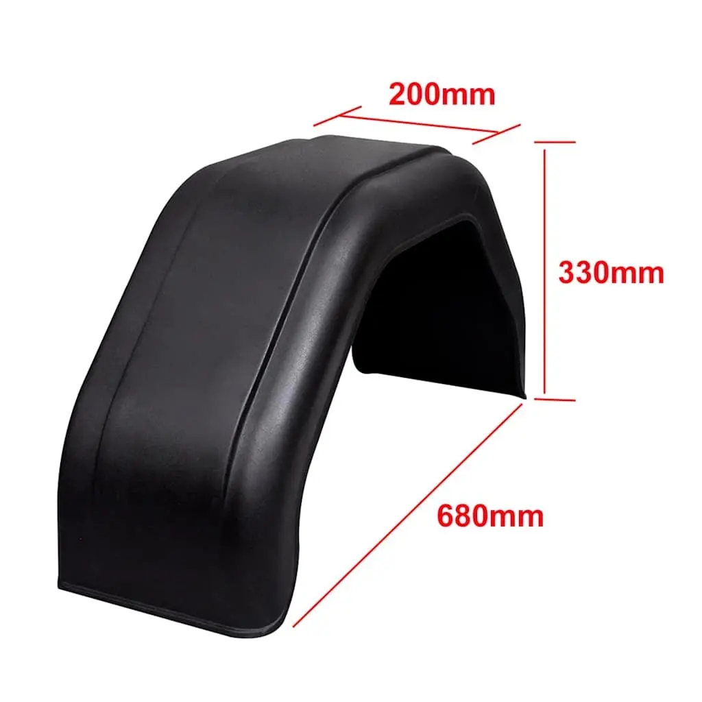 Mudguard for Trailer Wheels Black 200 x 680 mm 2 Piece Set