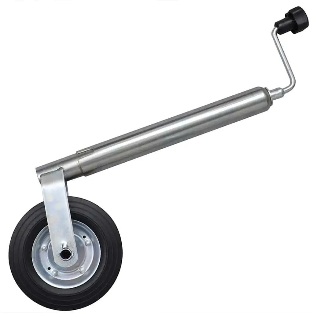 Jockey Wheel Trailer Coupling for Small to Medium Trailers and Caravans 48mm Silver 200mm Wheel Height Range 53cm to 75cm