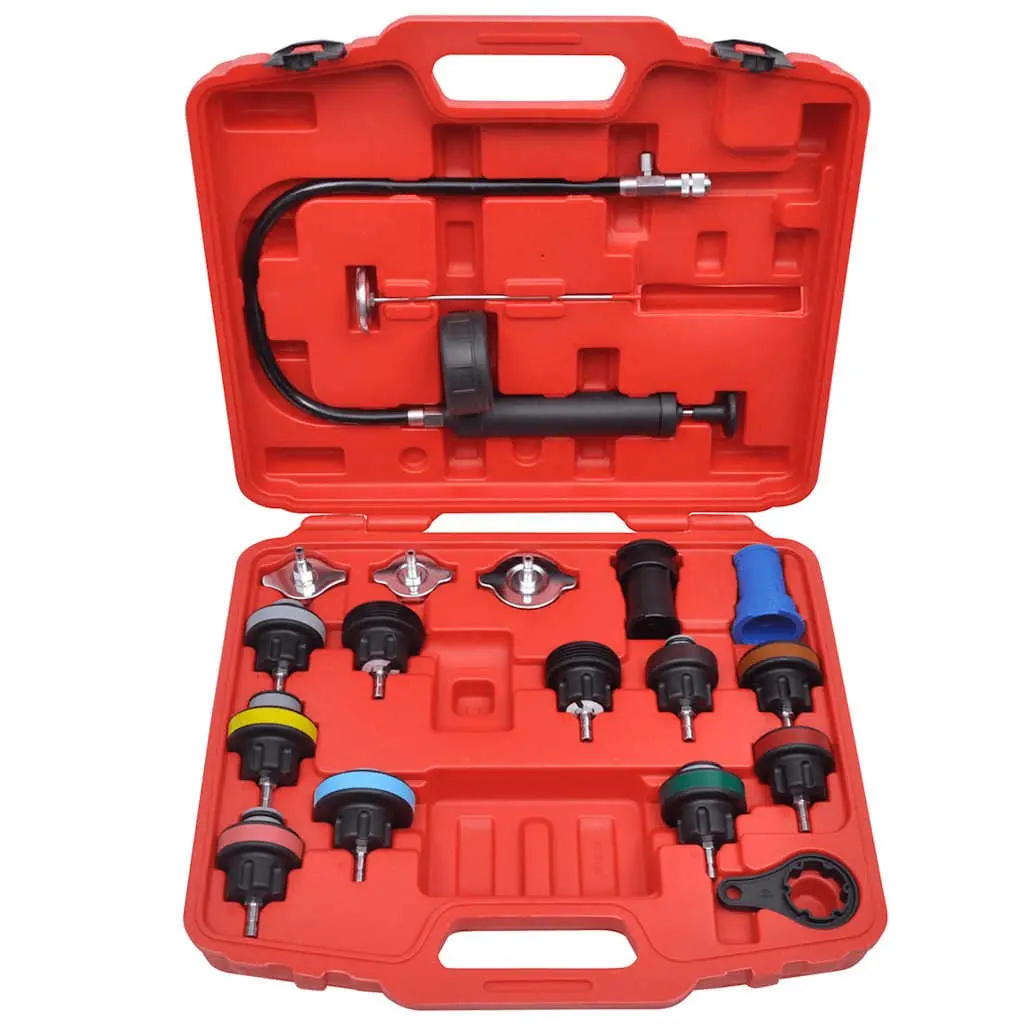 Radiator Pressure Tester Kit 18 Pcs Cooling System Leak Detection Tool Set