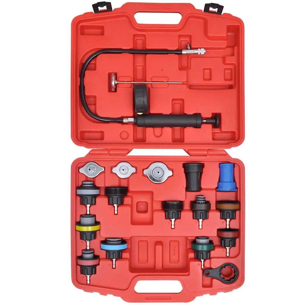 Radiator Pressure Tester Kit 18 Pcs Cooling System Leak Detection Tool Set