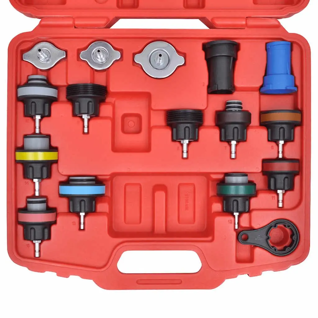 Radiator Pressure Tester Kit 18 Pcs Cooling System Leak Detection Tool Set