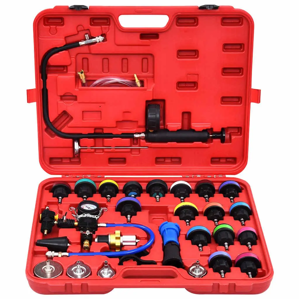 Cooling System Pressure Tester Kit 28 Piece Radiator Cap Adapter Hand Tool Set