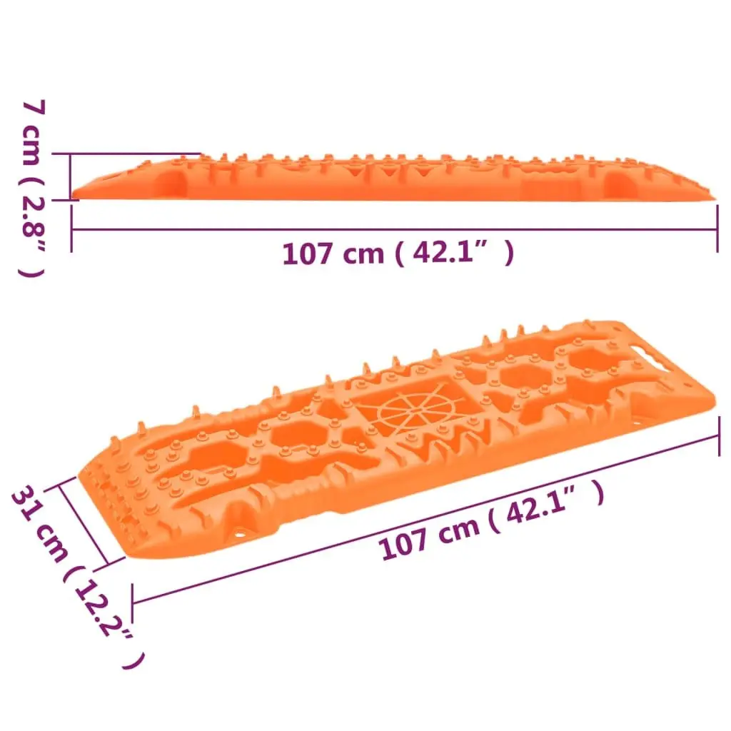 Traction Boards 2 pcs Orange Recovery Track Off-Road Traction Mats Vehicle