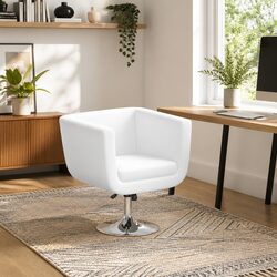 Specifications for White Swivel Armchair with Padded Seat