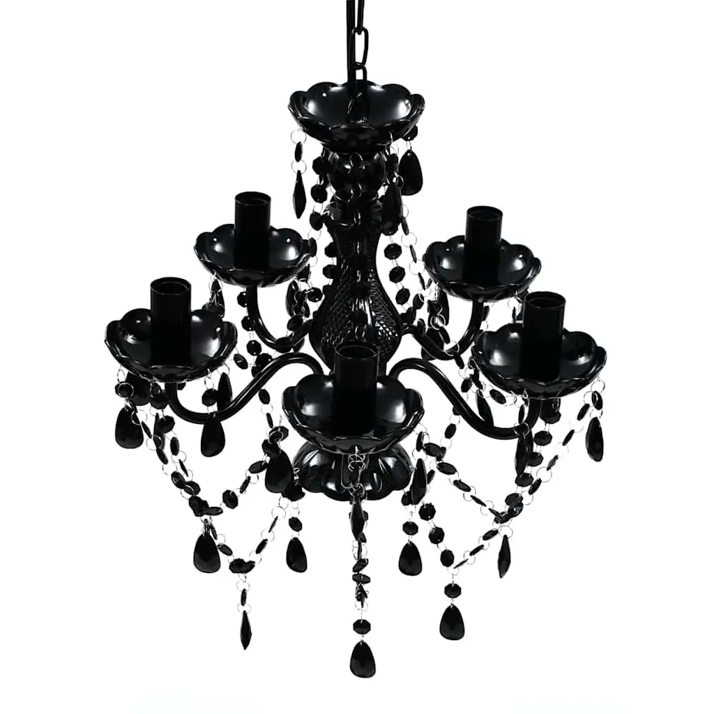 5 Bulb Black Crystal Chandelier with Acrylic Arms