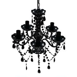 5 Bulb Black Crystal Chandelier with Acrylic Arms