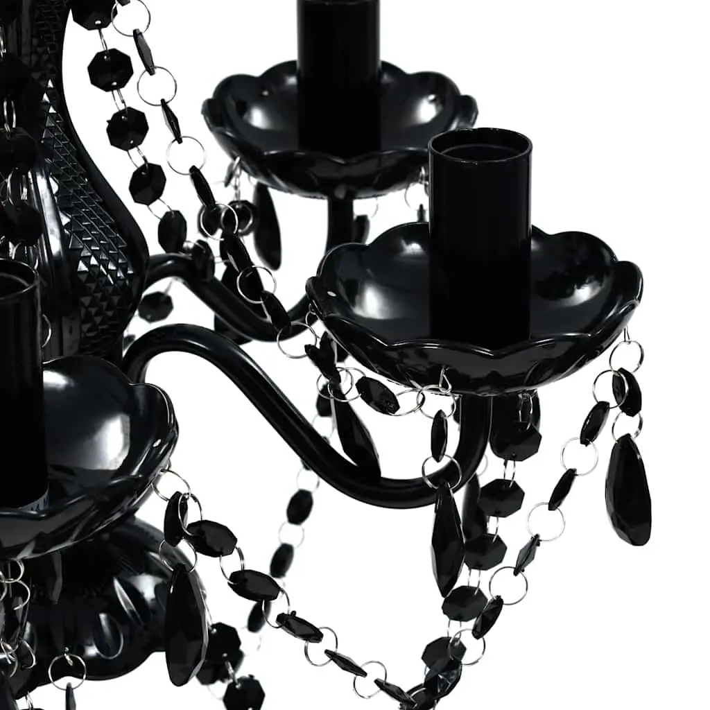 Chandelier for Living Room Bedroom Dining 5 Bulb Black Crystal Ceiling Light Fixture