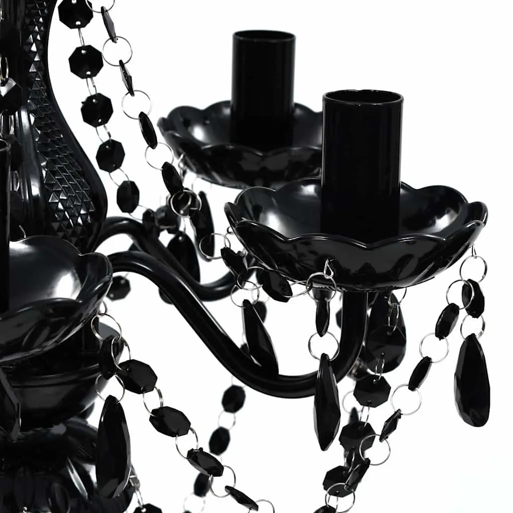 Chandelier for Living Room Bedroom Dining 5 Bulb Black Crystal Ceiling Light Fixture