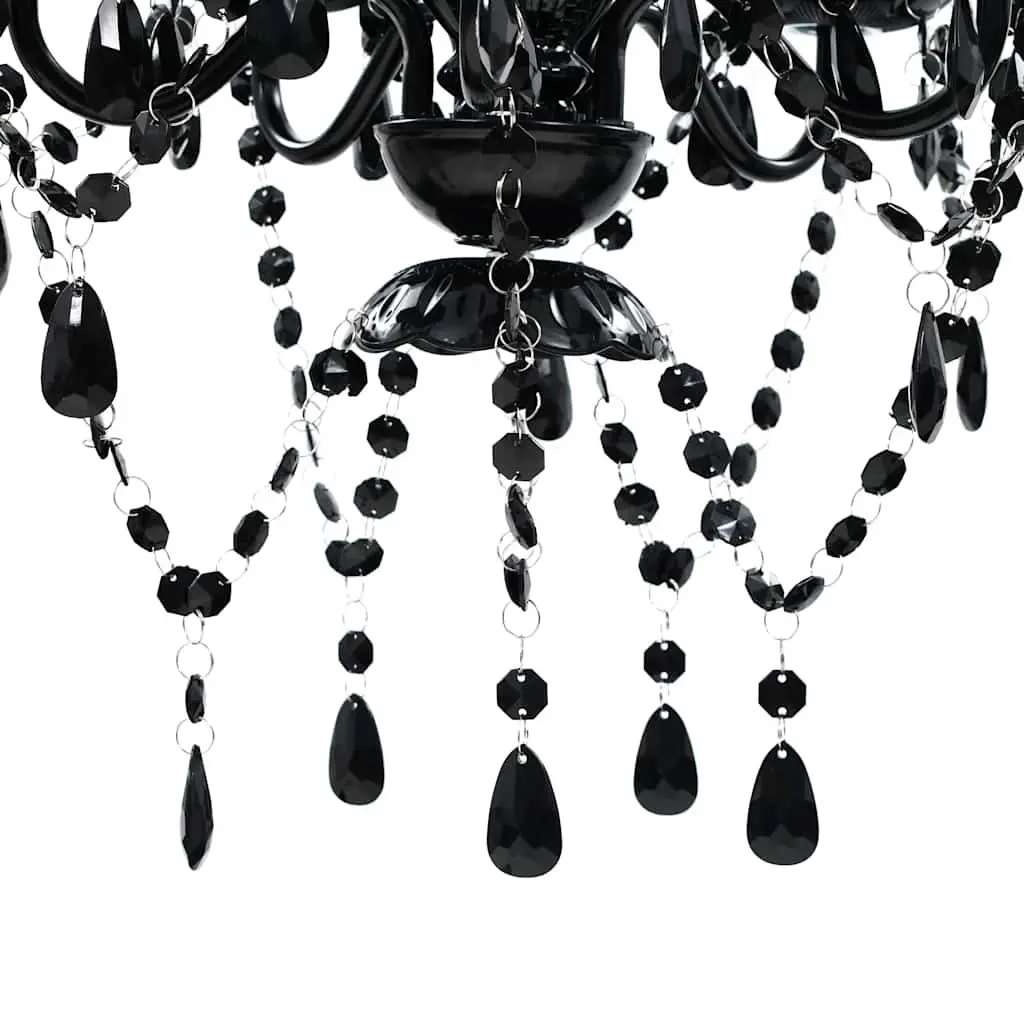 Chandelier for Living Room Bedroom Dining 5 Bulb Black Crystal Ceiling Light Fixture