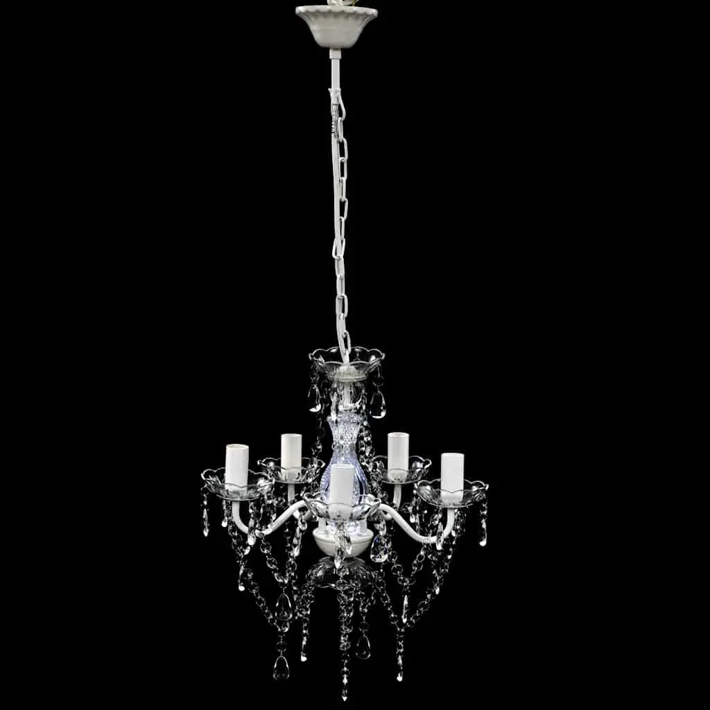Ceiling Chandelier Living Room Bedroom Dining 5 Bulbs Transparent Crystal Glass